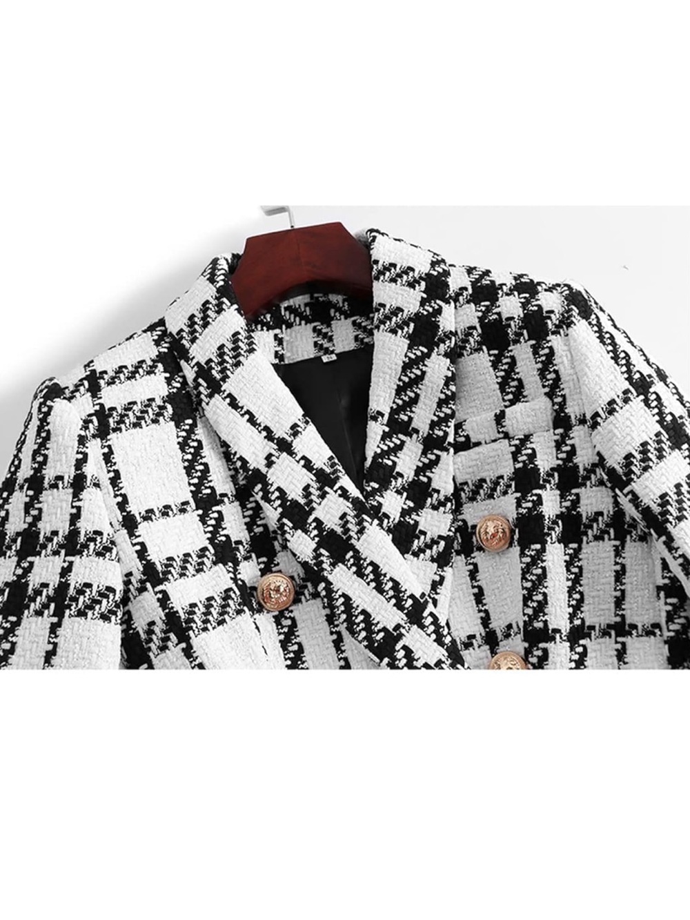 Black & White Plaid Tweed Women's Blazer worn only once - Picture 5 of 8